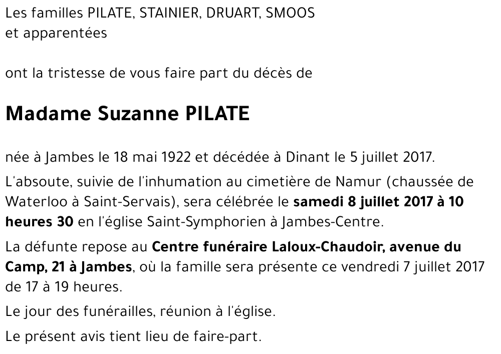 Suzanne PILATE