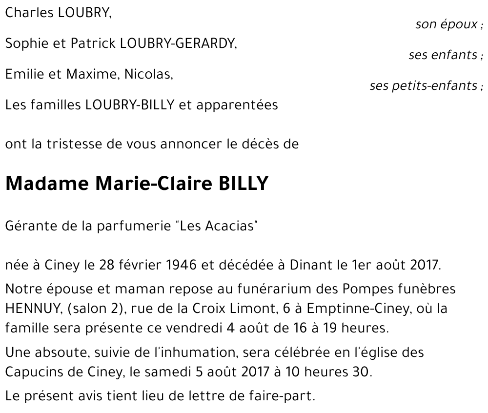 Marie-Claire BILLY