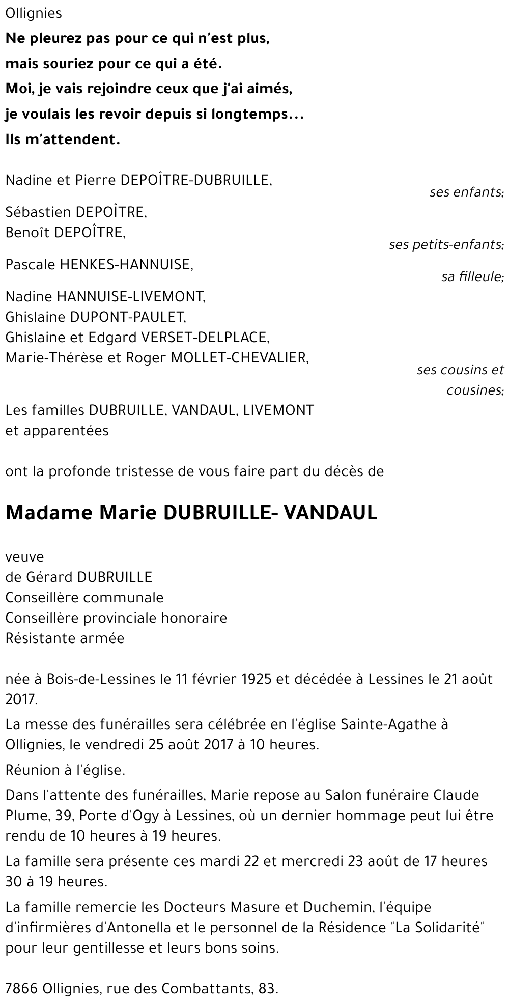 Marie DUBRUILLE-VANDAUL