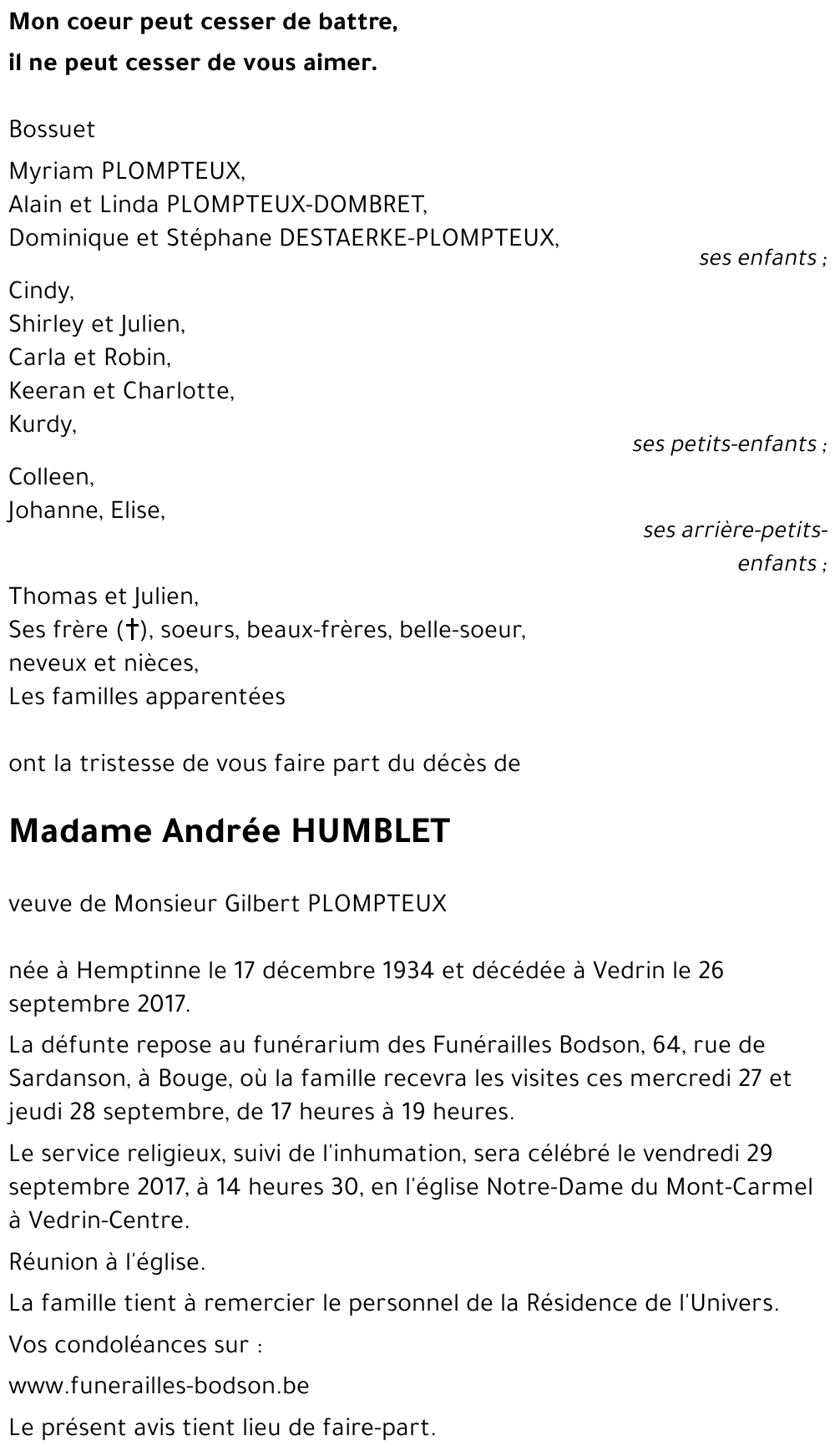 Andrée HUMBLET