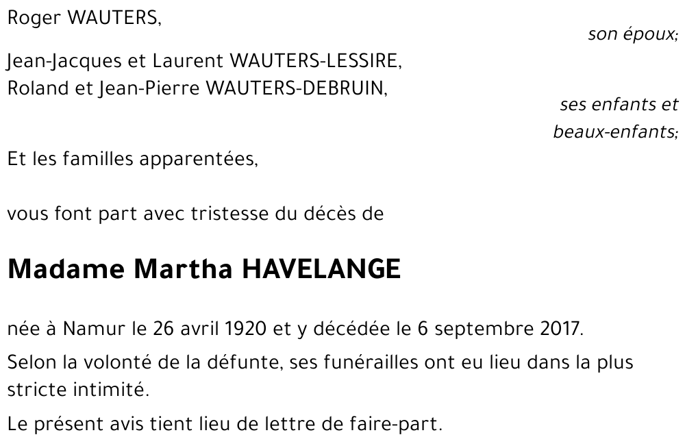 Martha HAVELANGE