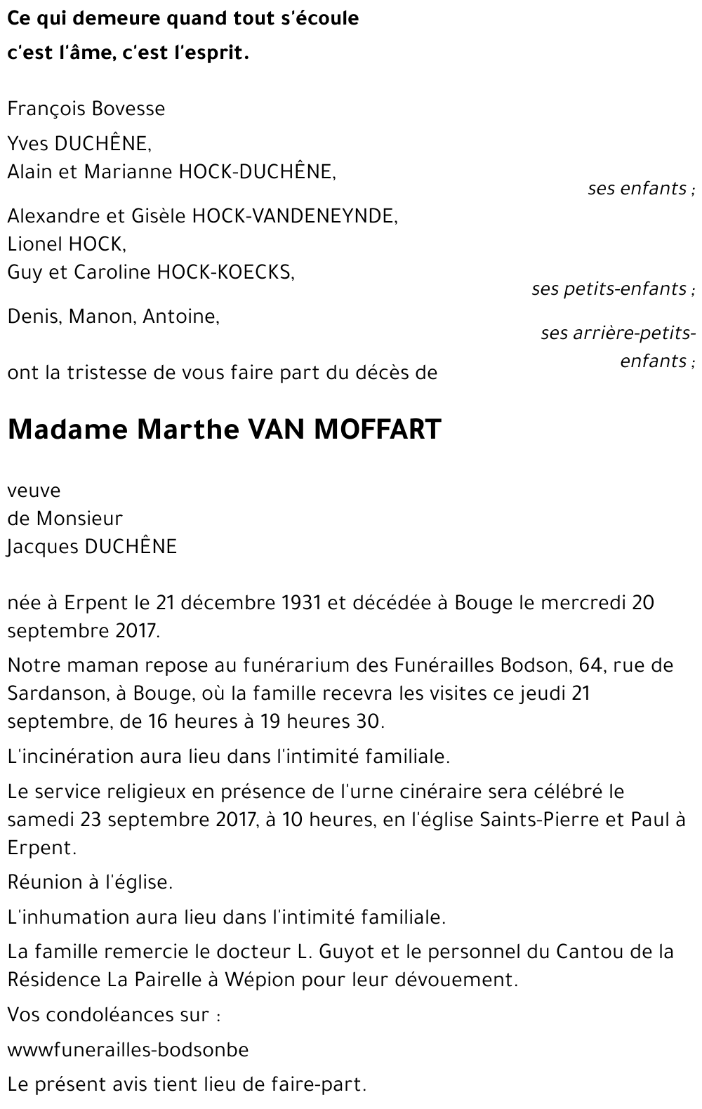Marthe VAN MOFFART
