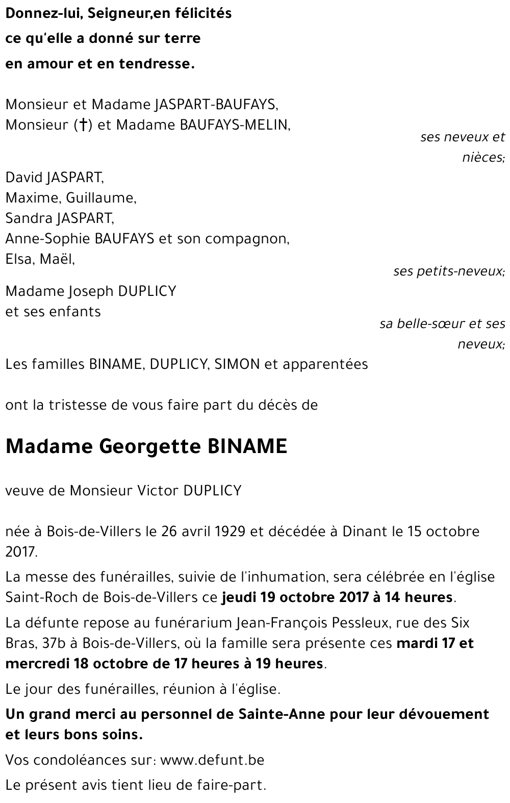 Georgette BINAME