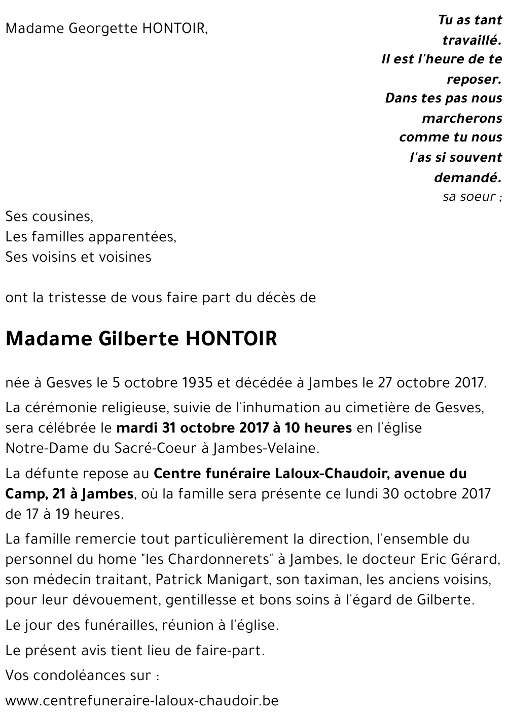 Gilberte HONTOIR