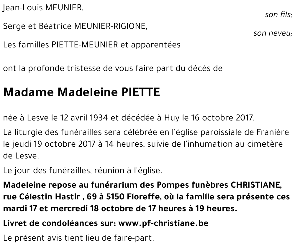 Madeleine PIETTE