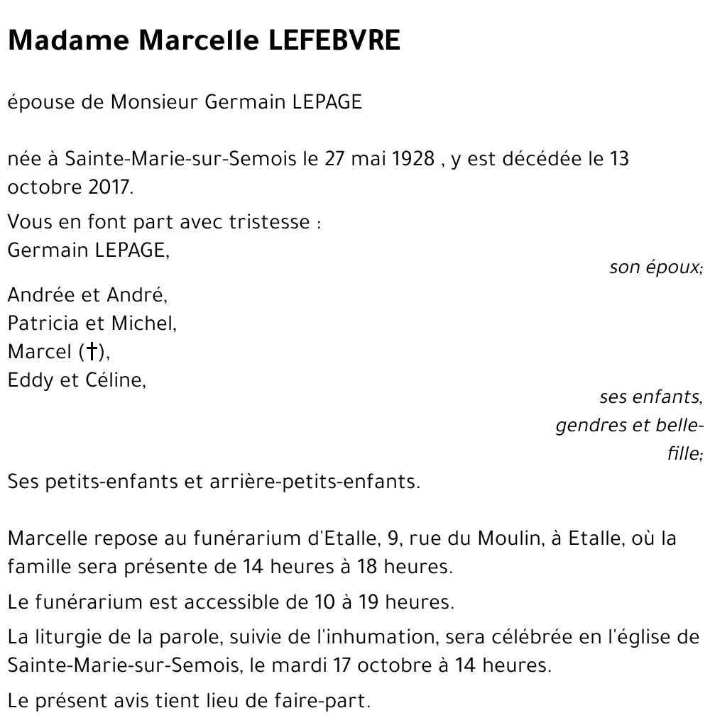 Marcelle LEFEBVRE