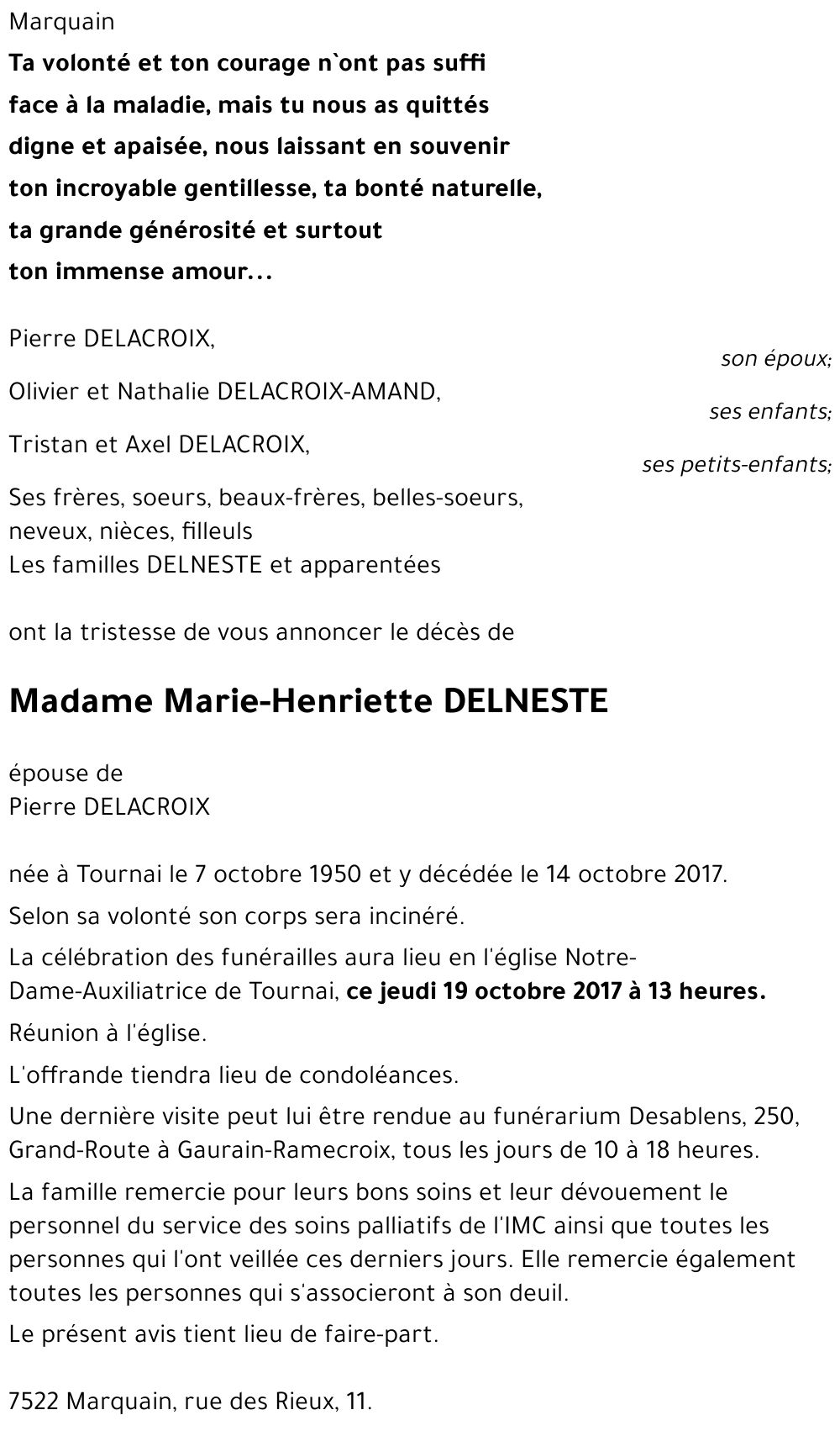 Marie-Henriette DELNESTE