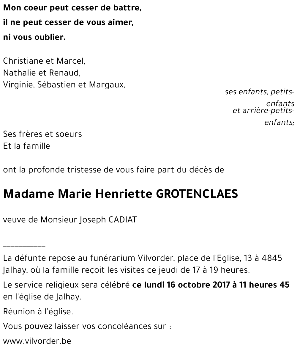 Marie Henriette GROTENCLAES