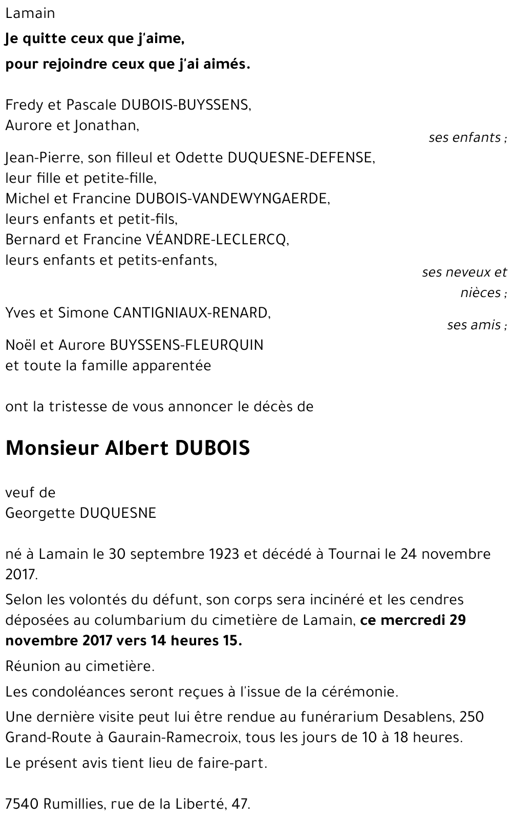 Albert DUBOIS