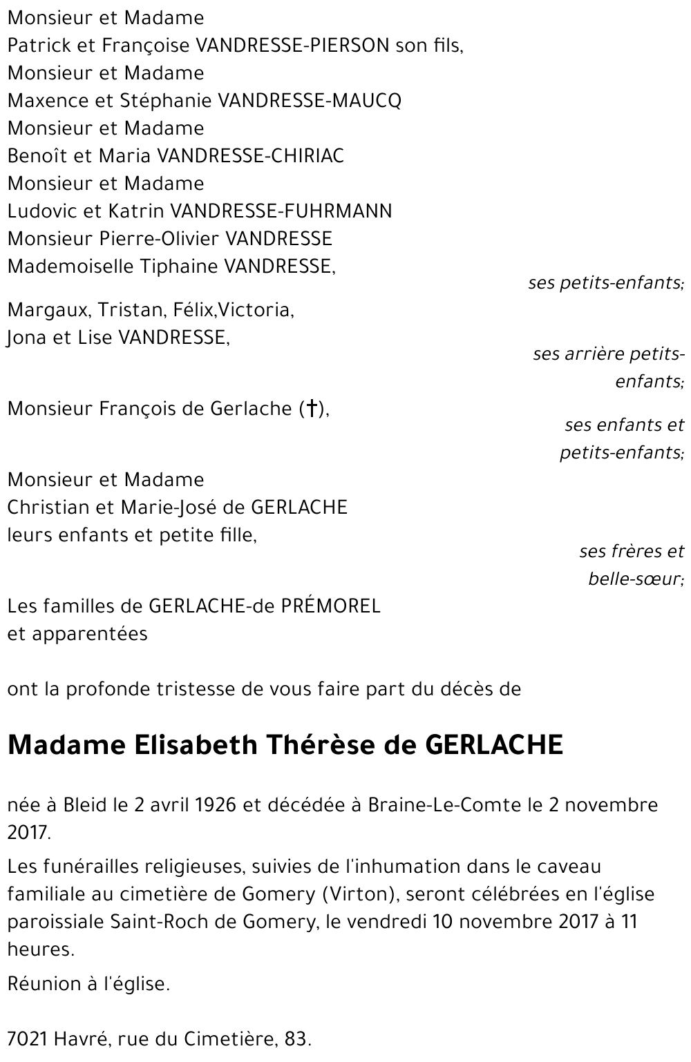 Elisabeth Thérèse de GERLACHE