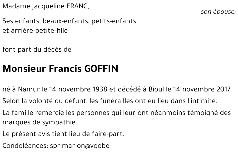 Francis GOFFIN