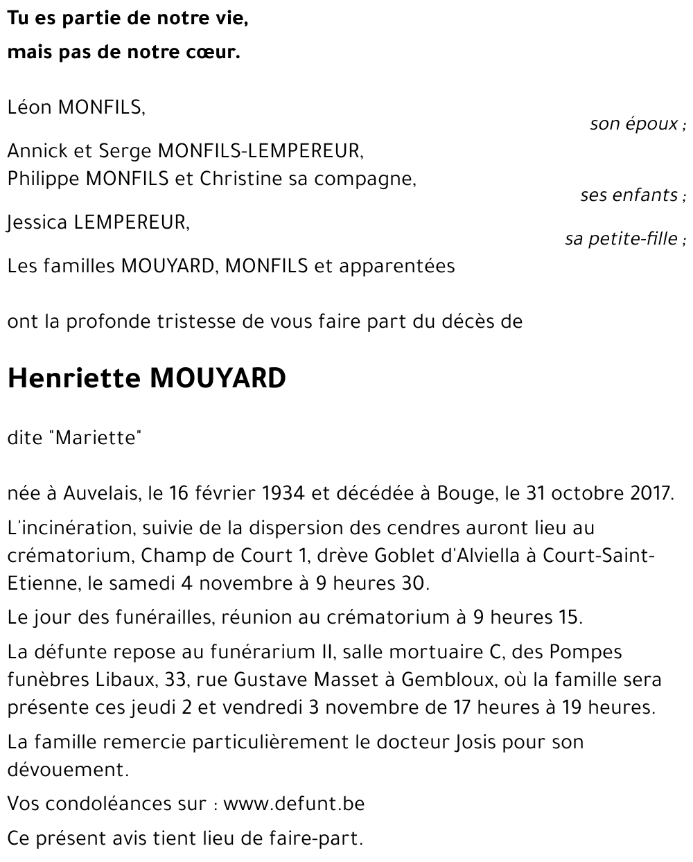 Henriette MOUYARD