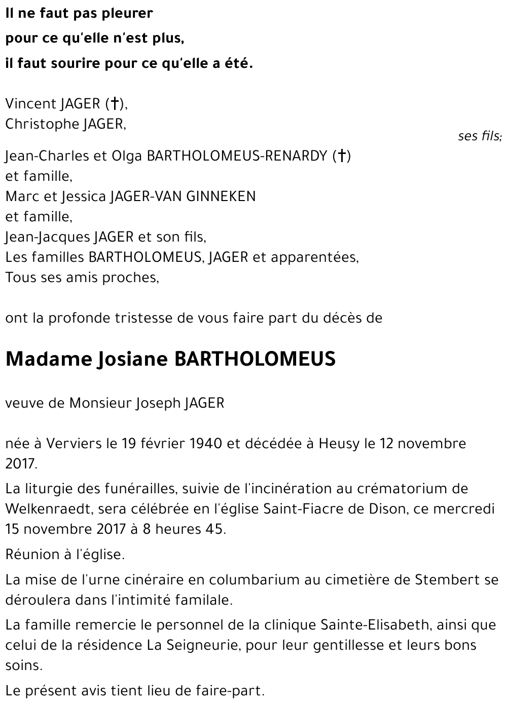 Josiane BARTHOLOMEUS