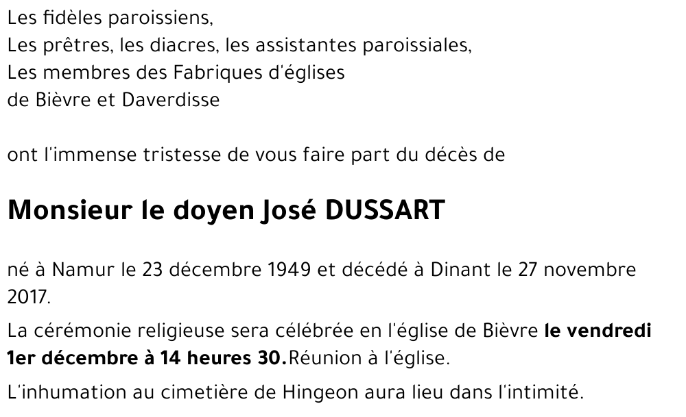 l'abbé José DUSSART