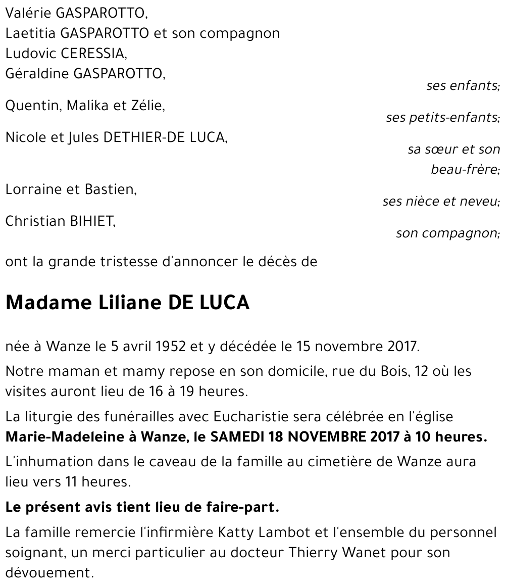 Liliane DE LUCA