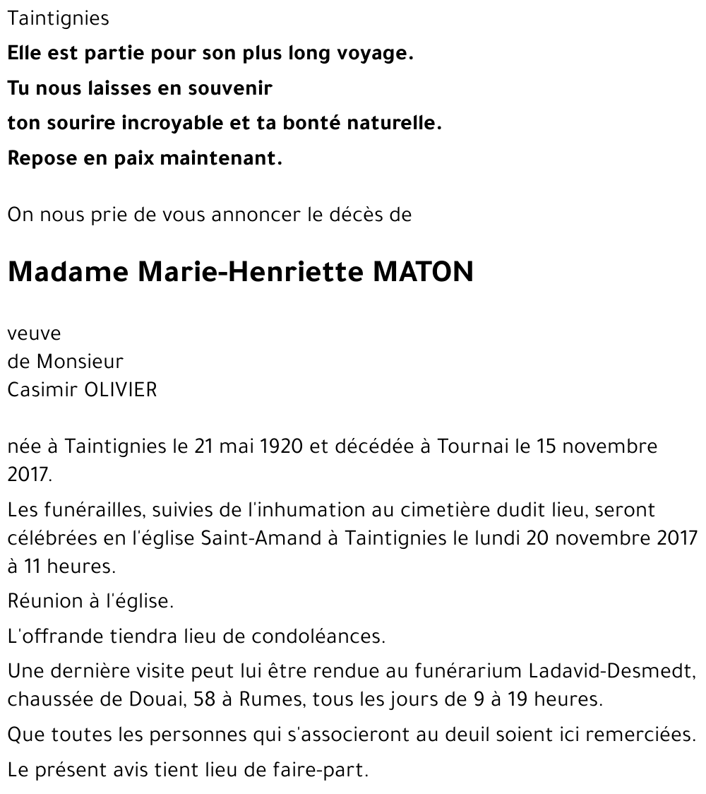 Marie-Henriette MATON