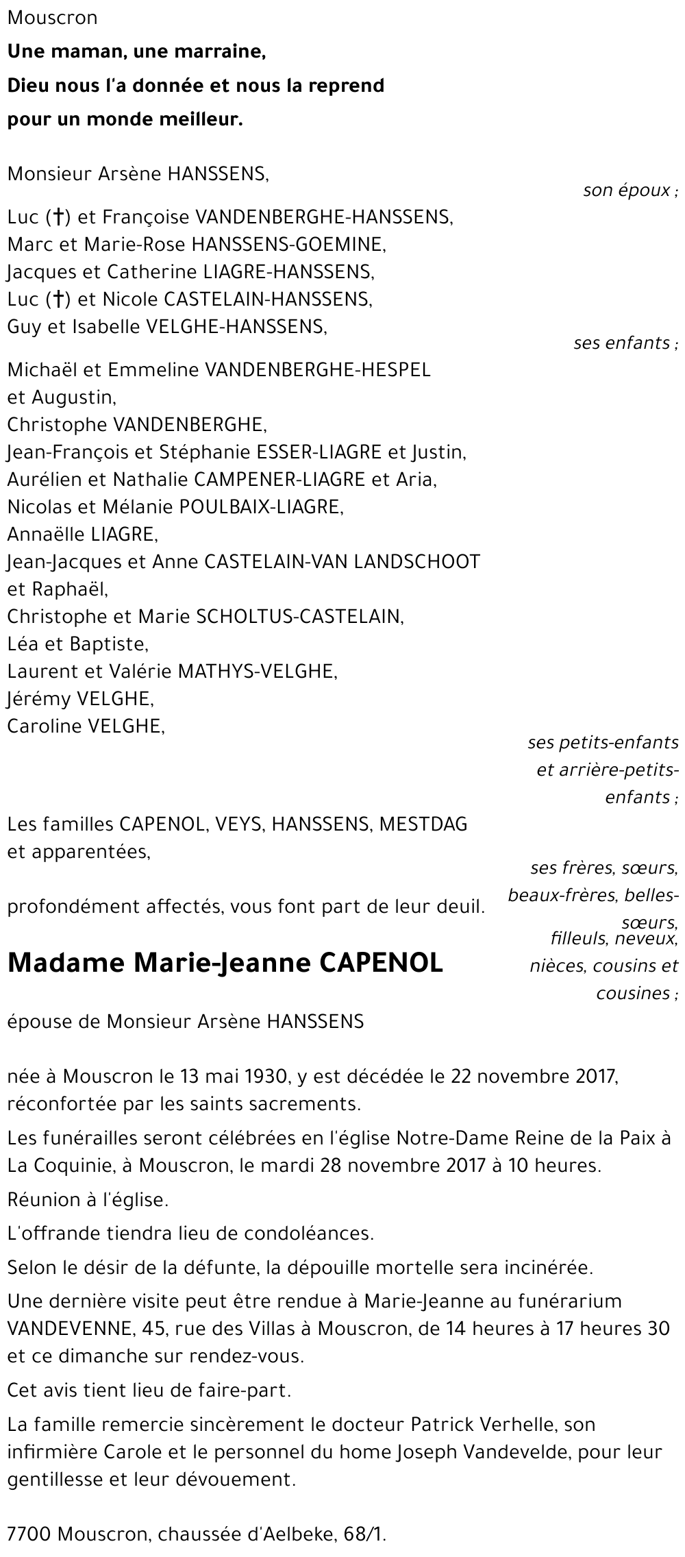 Marie-Jeanne CAPENOL