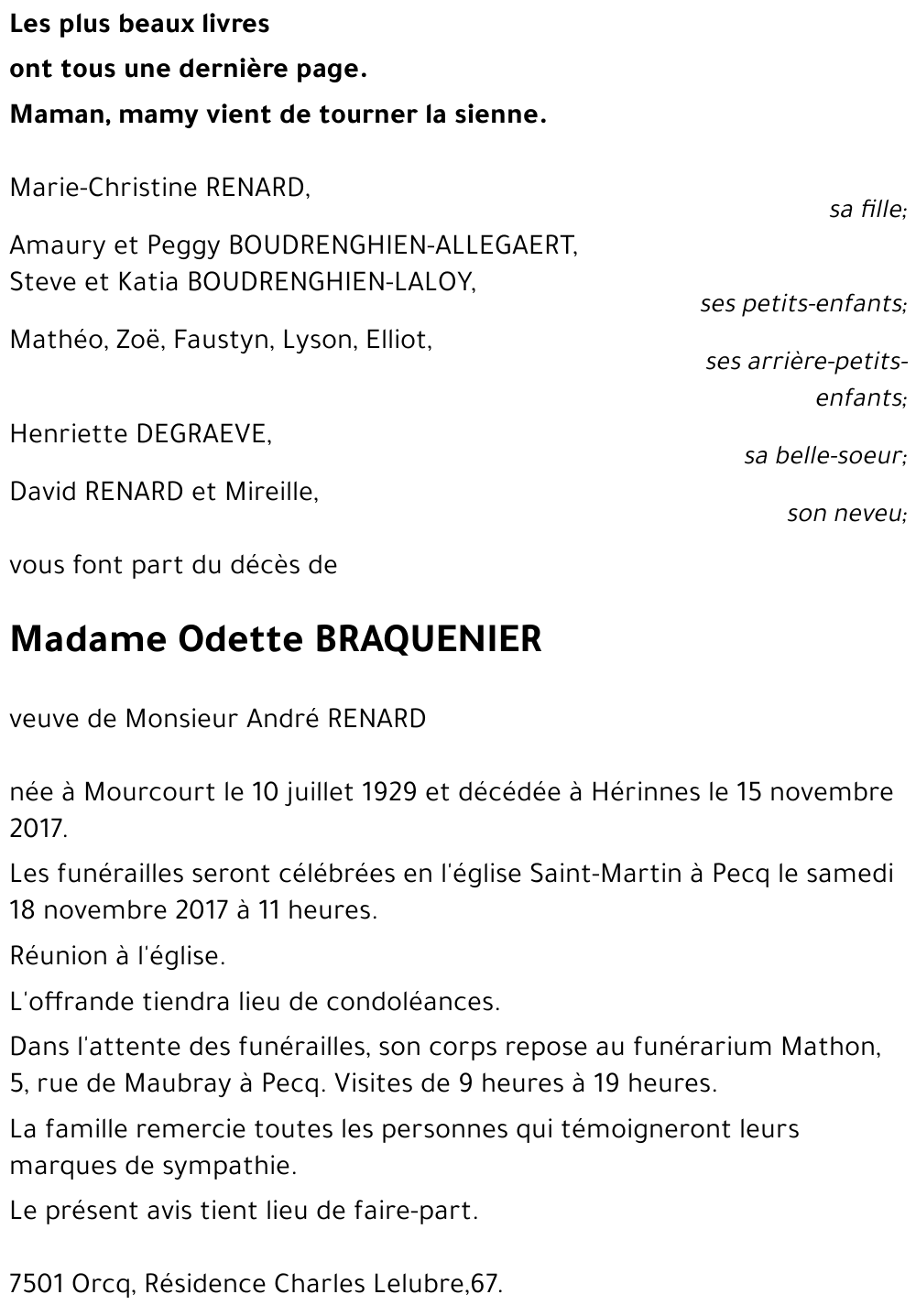 Odette BRAQUENIER