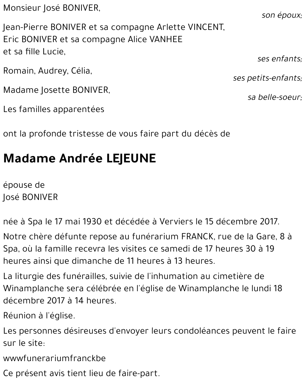Andrée LEJEUNE