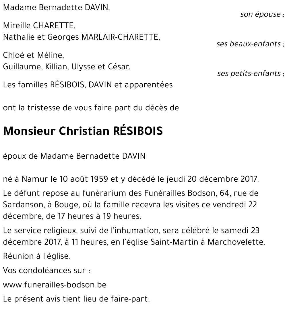 Christian RÉSIBOIS