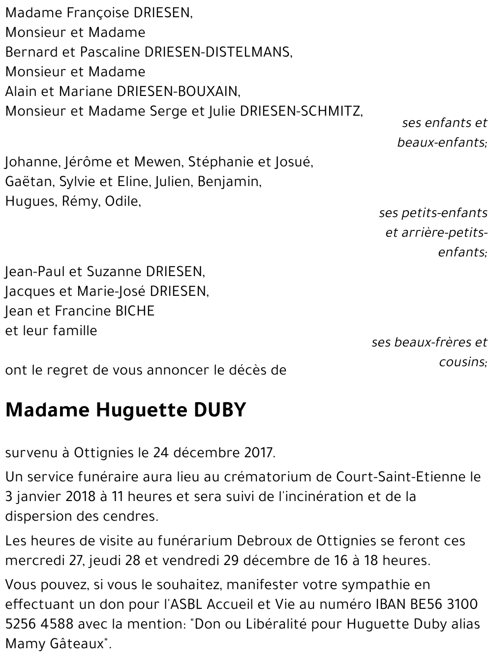 Huguette DUBY