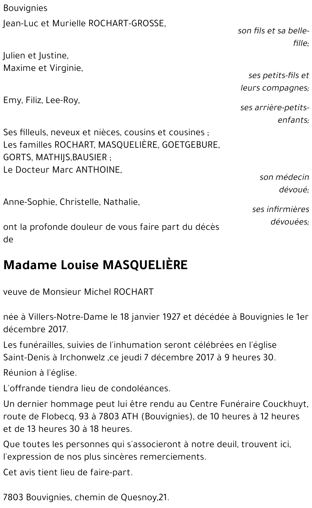 Louise MASQUELIÈRE