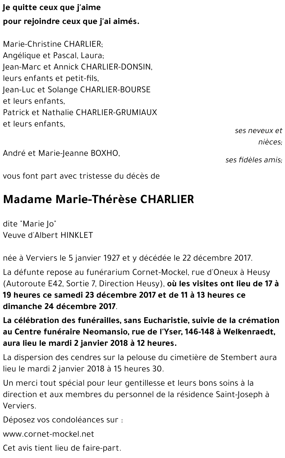 Marie-Thérèse CHARLIER