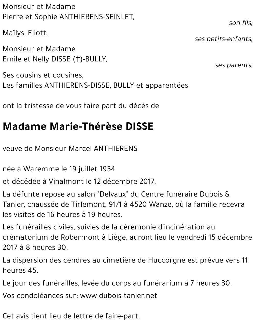 Marie-Thérèse DISSE