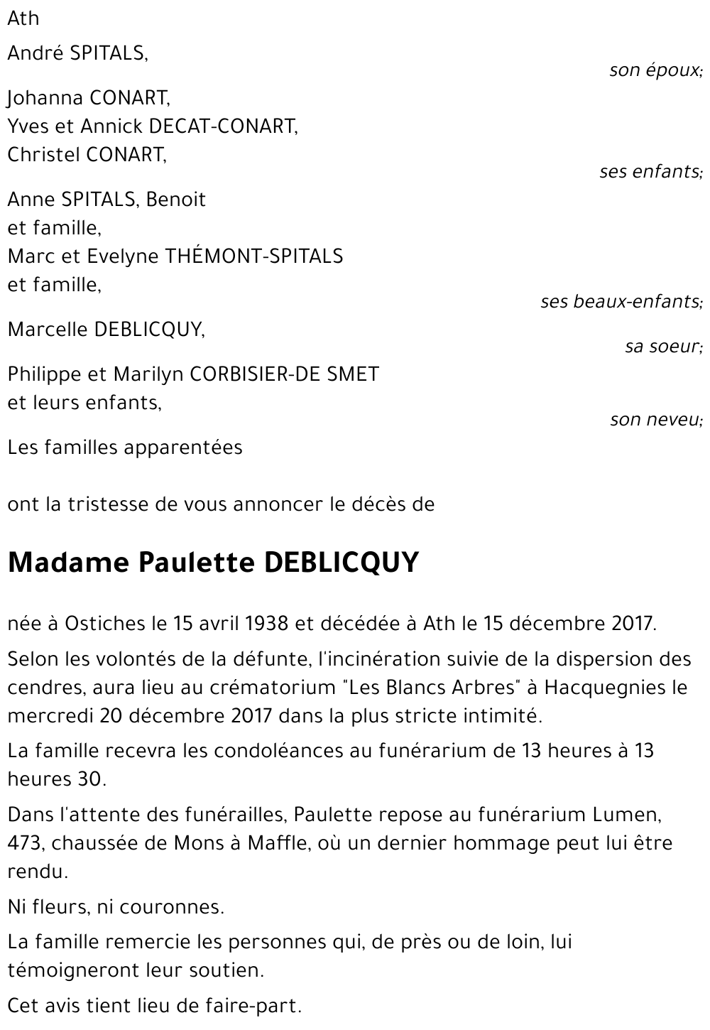Paulette DEBLICQUY