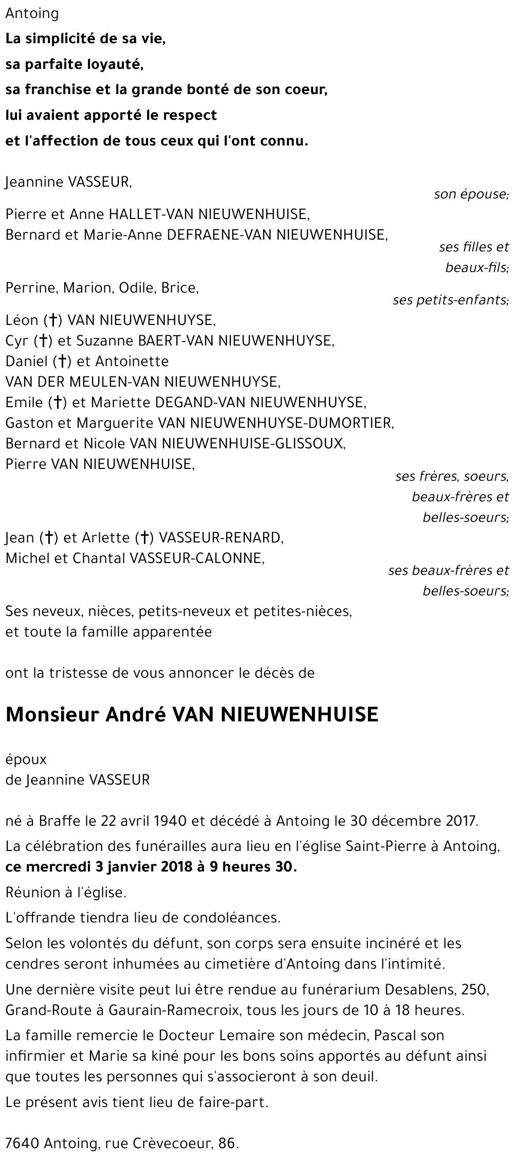 André VAN NIEUWENHUISE