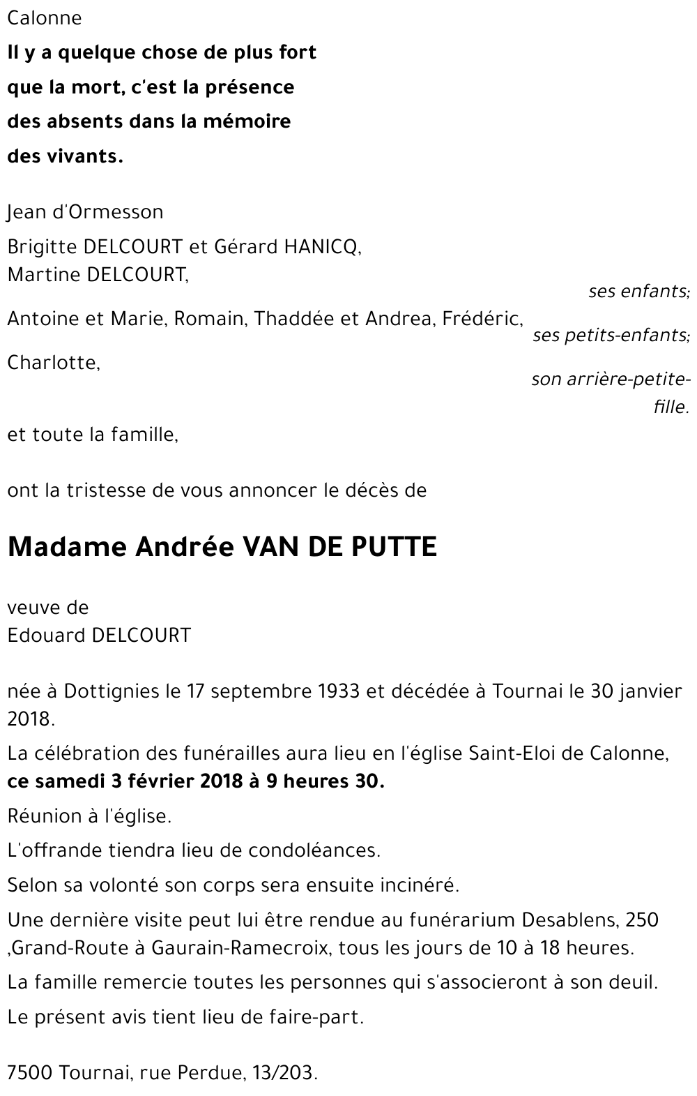 Andrée VAN DE PUTTE