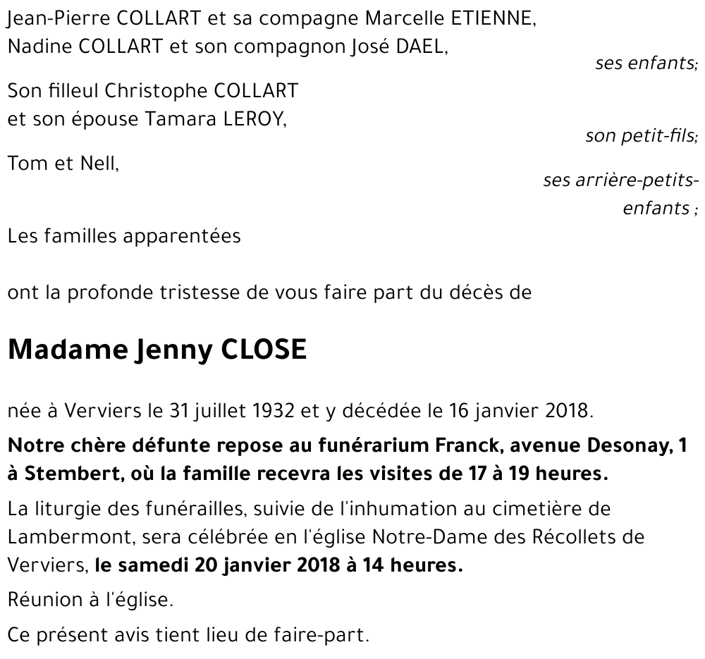 Jenny CLOSE