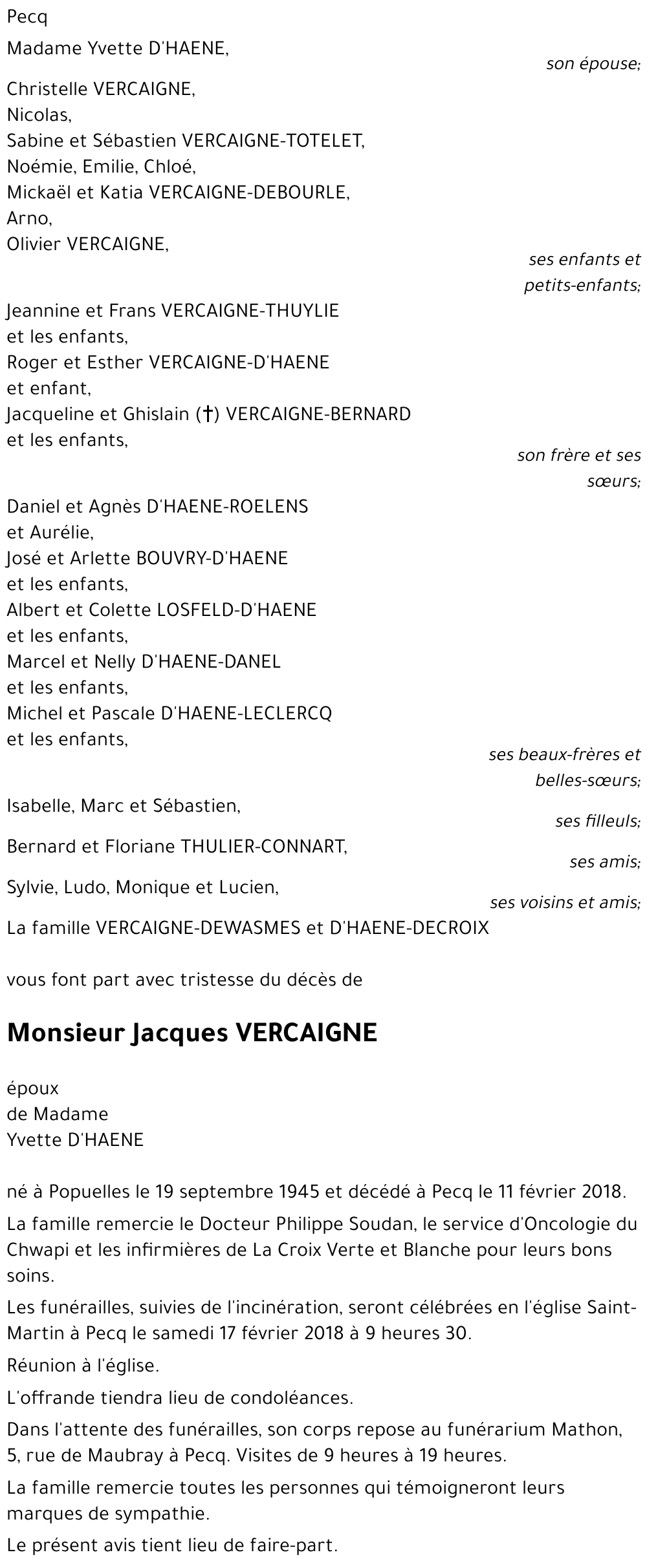 Jacques VERCAIGNE