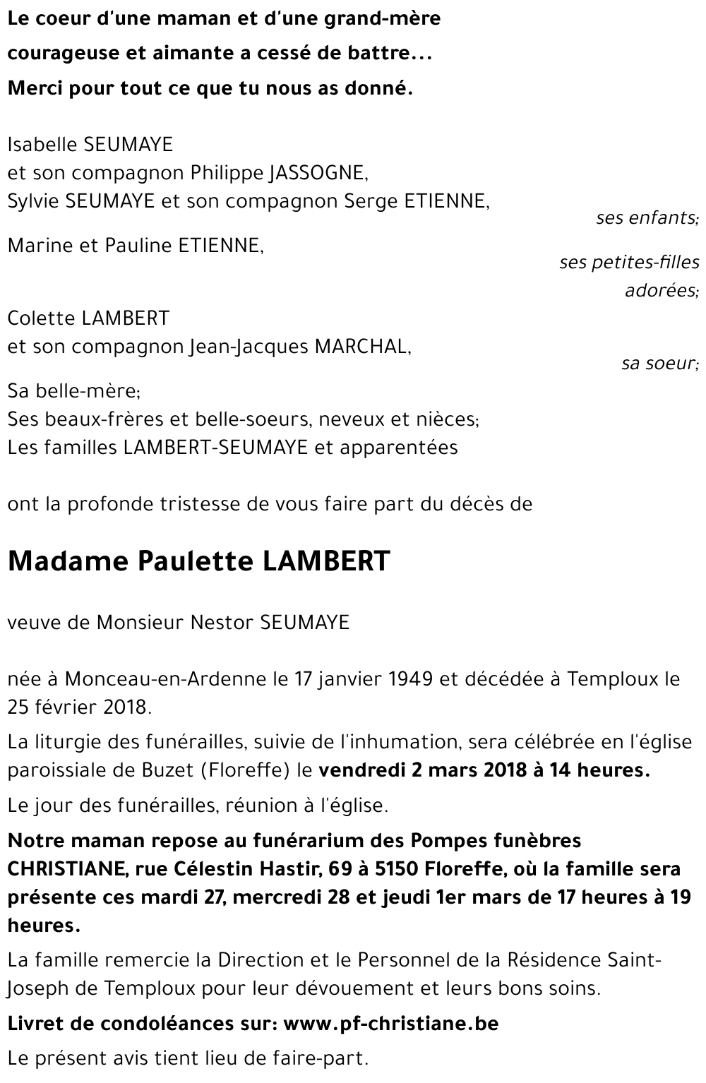 Paulette LAMBERT