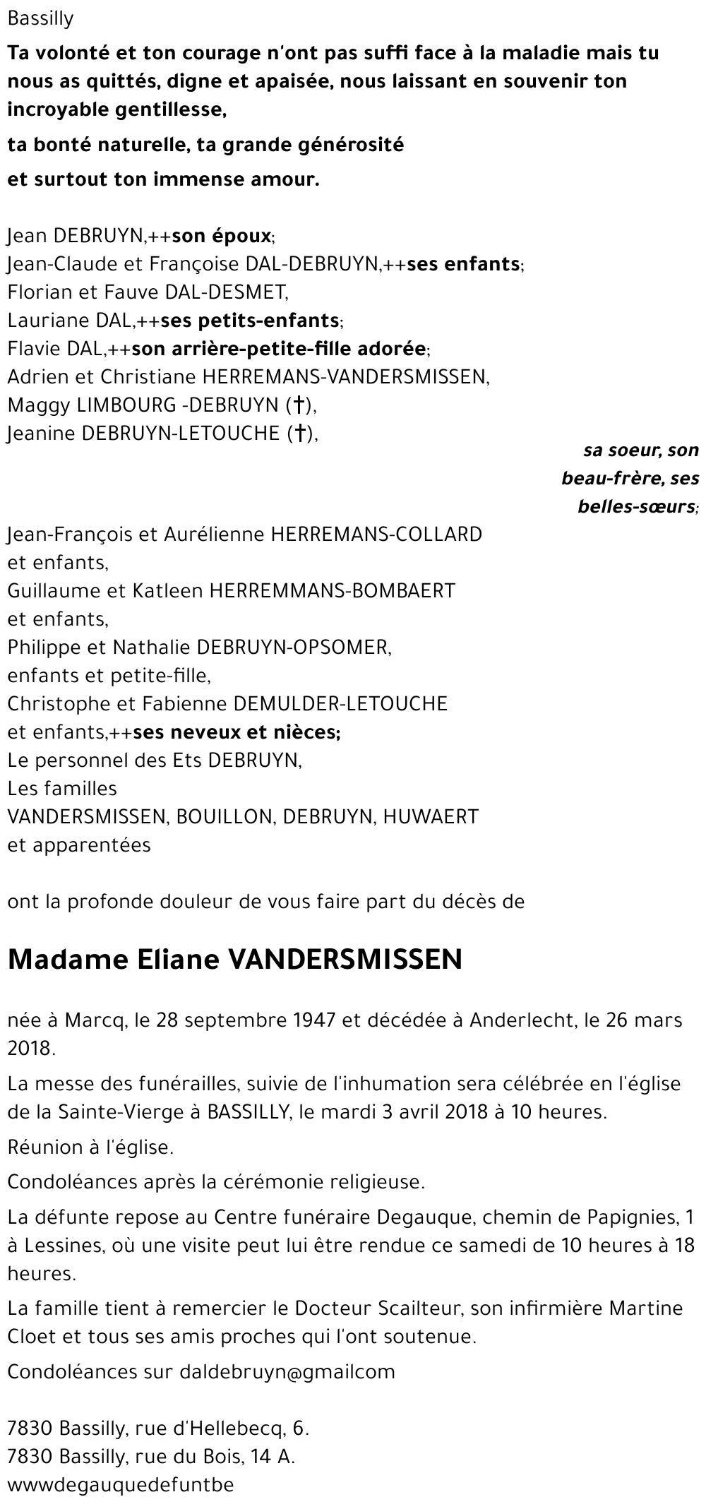 Eliane VANDERSMISSEN