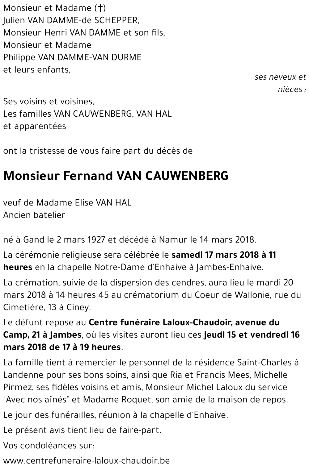 Fernand VAN CAUWENBERG