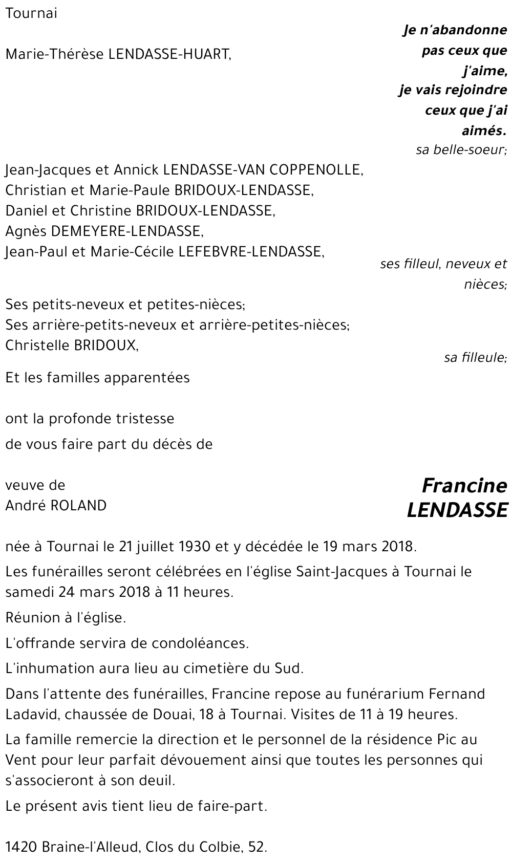 Francine LENDASSE