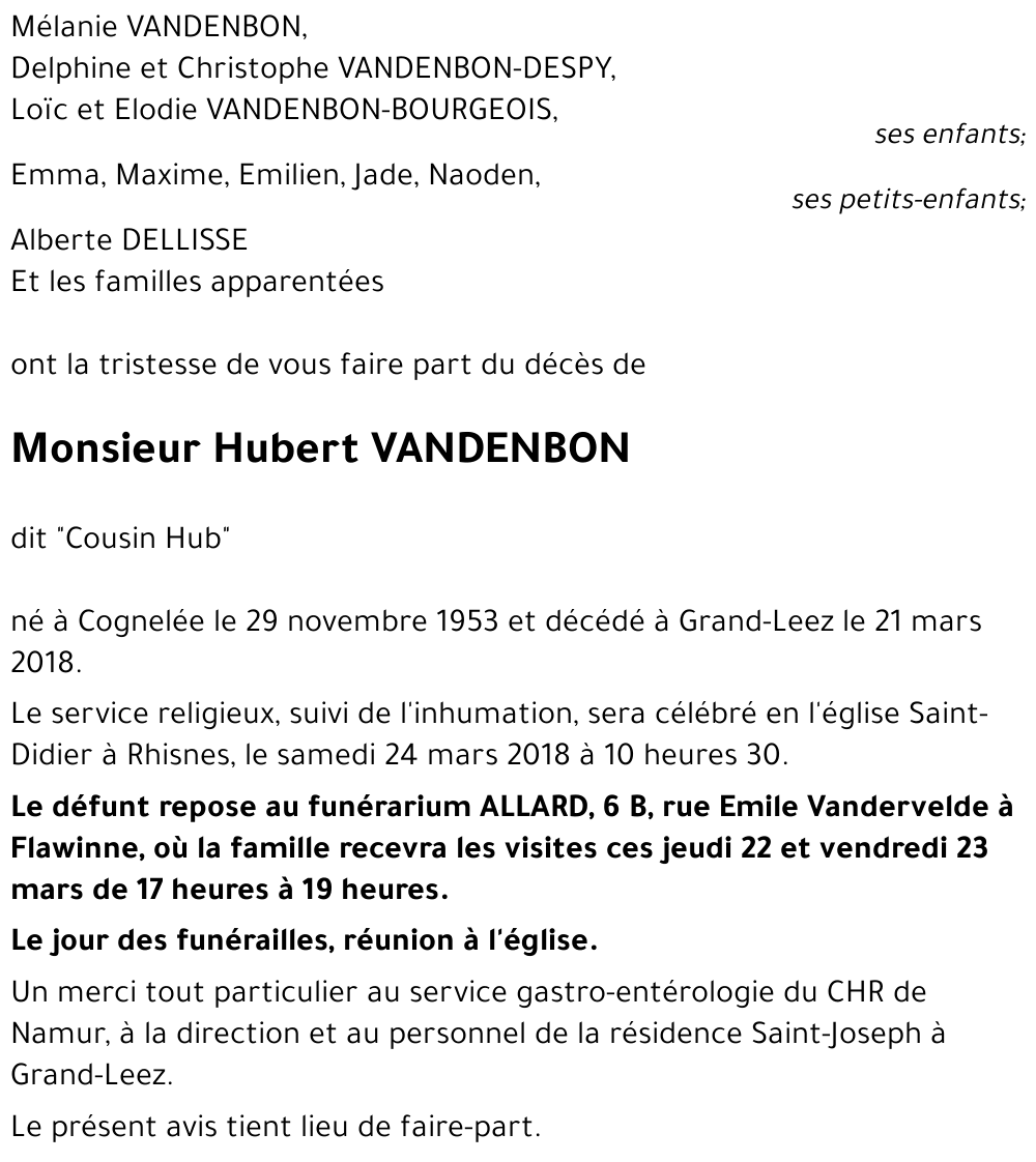 Hubert VANDENBON