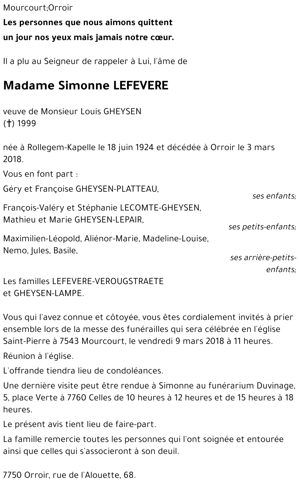Simonne LEFEVERE