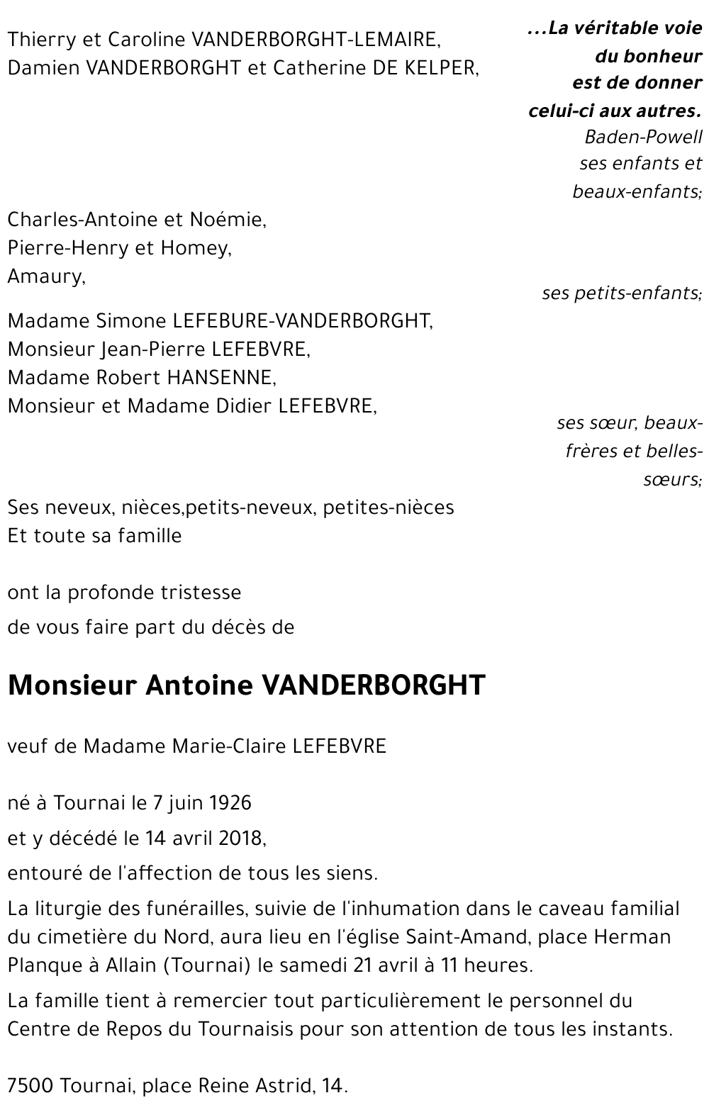 Antoine VANDERBORGHT