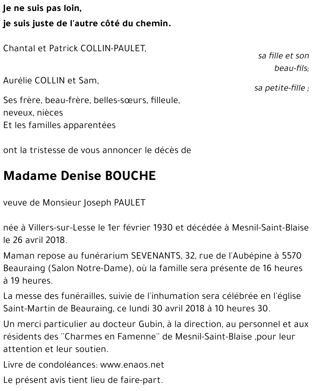 Denise BOUCHE