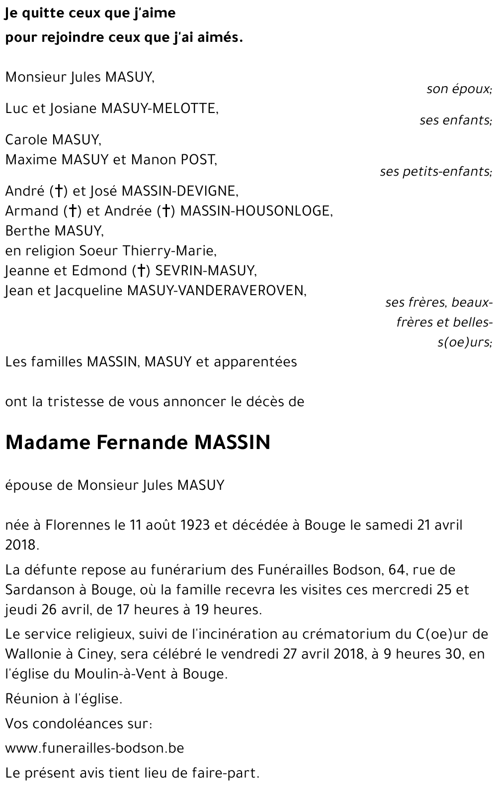 Fernande MASSIN