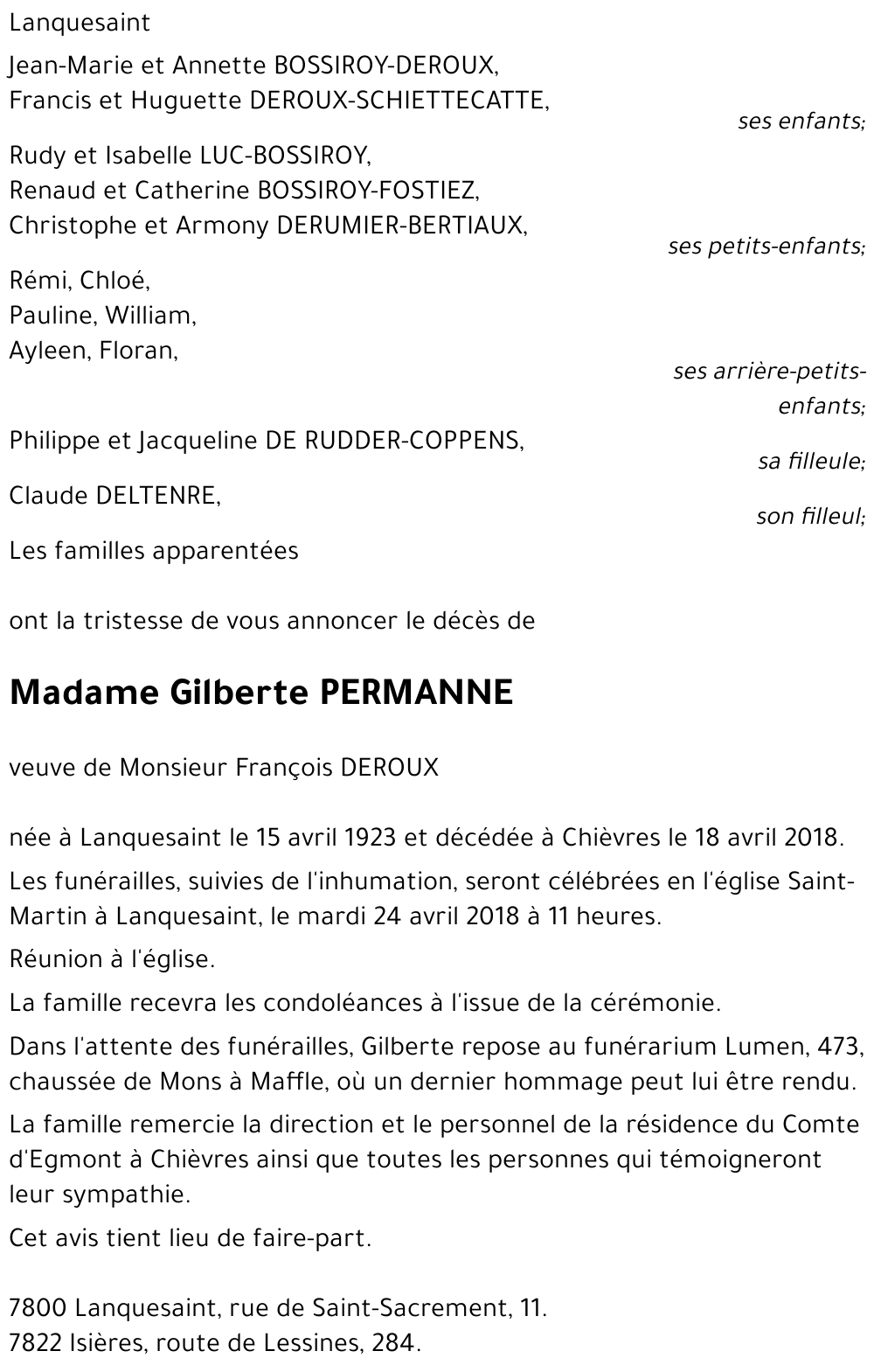 Gilberte PERMANNE