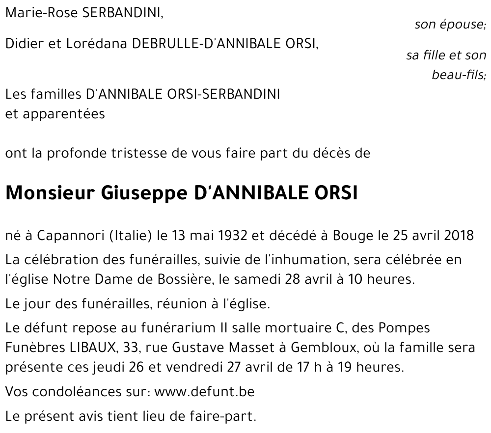 Giuseppe D'ANNIBALE ORSI