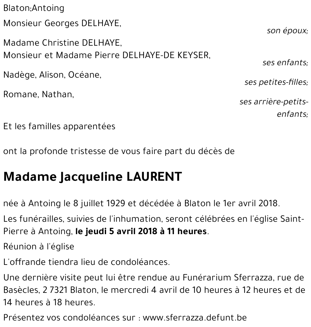 Jacqueline LAURENT