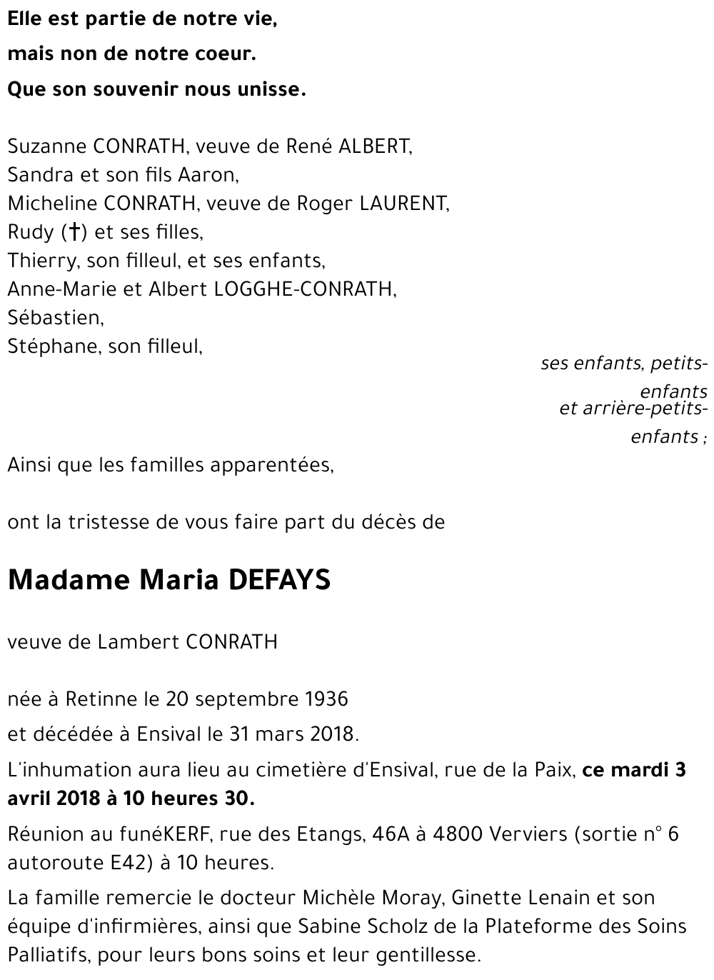Maria DEFAYS