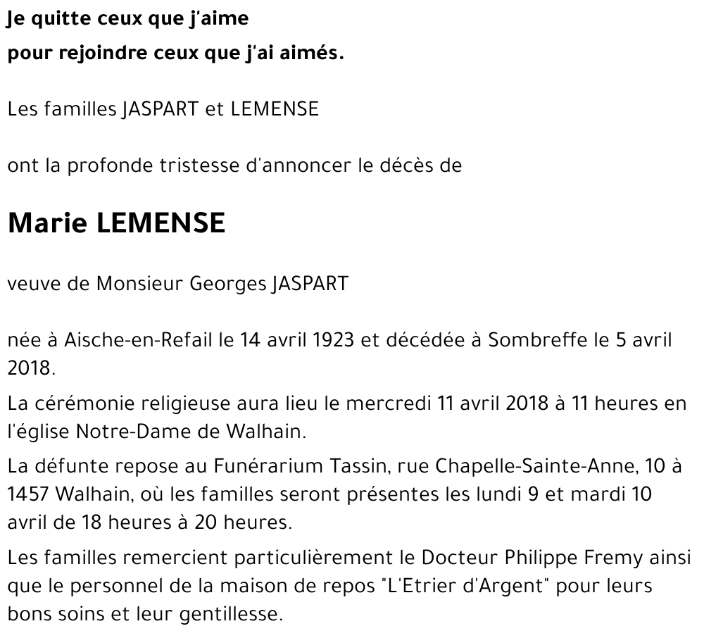 Marie LEMENSE