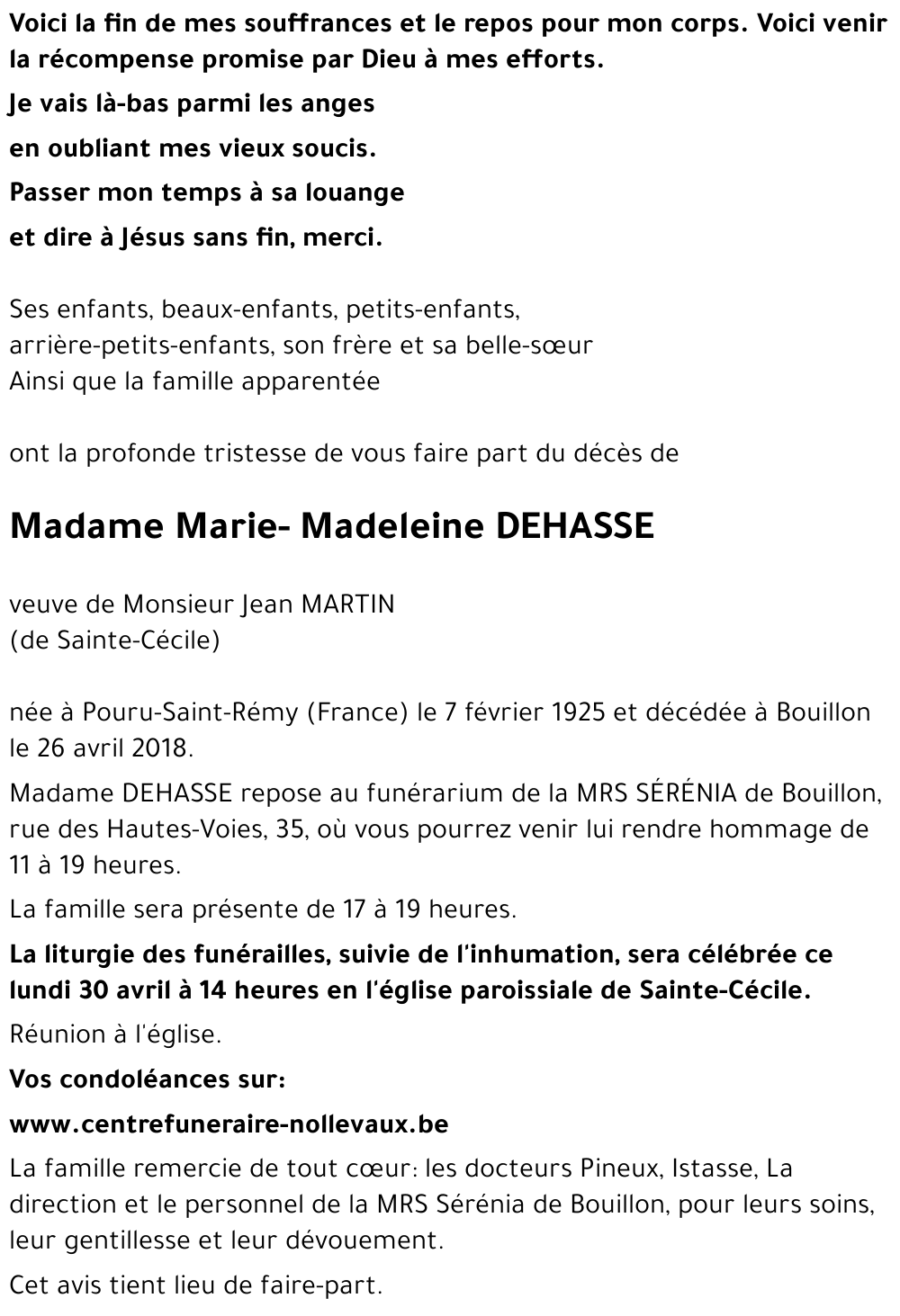 Marie-Madeleine DEHASSE