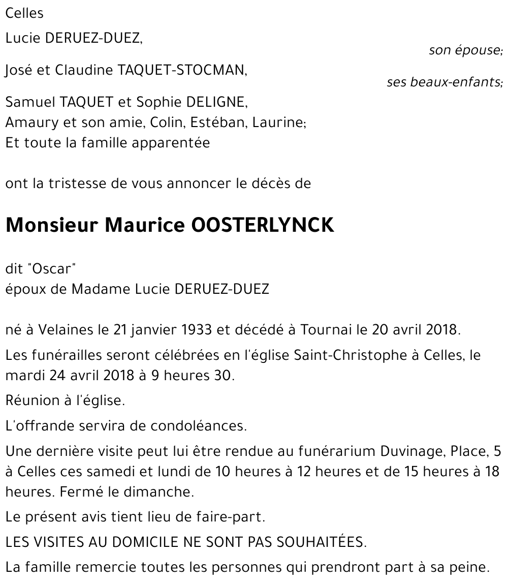 Maurice OOSTERLYNCK