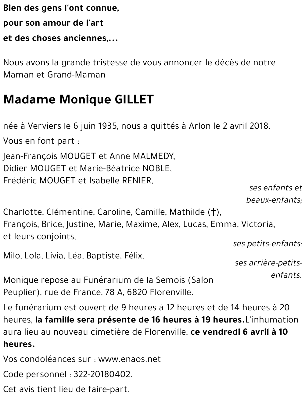 Monique GILLET